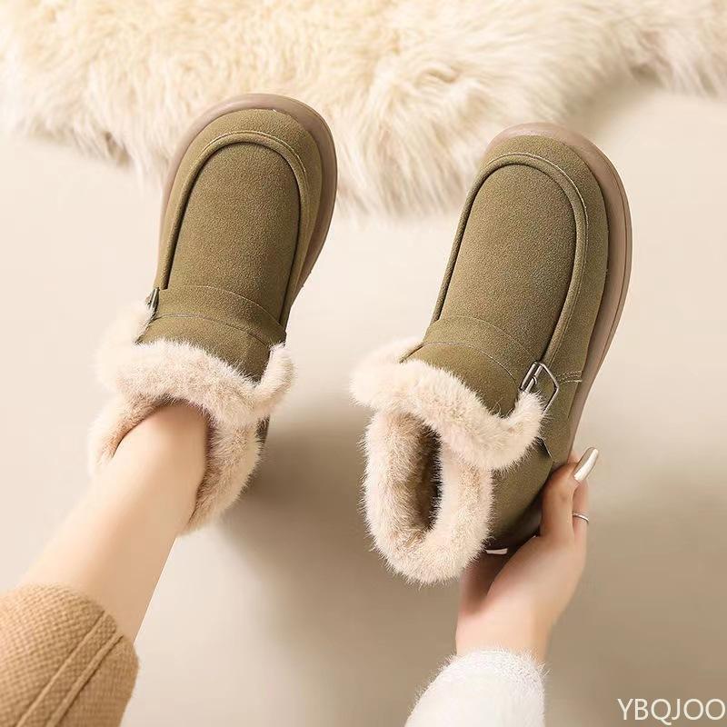 Fashion Snow boots for women winter new style with plush thick cotton boots for warmth flat bottomed soft soled women's cotton shoes