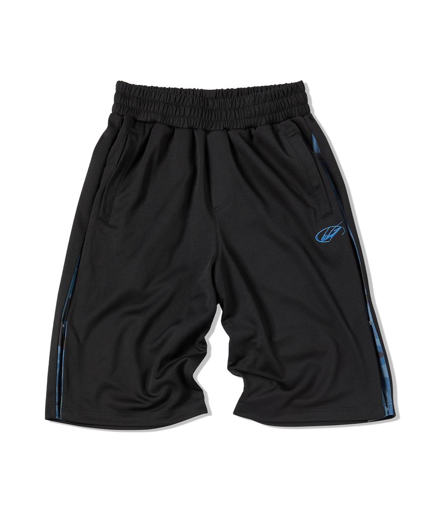 TRAVEL Jersey Side Snap Camo Shorts Black