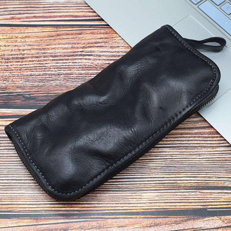 Hand-made Old Washed Tanned Leather Men's Hand Baotou Layer Cowhine Wallet Multi-functional Vintage Large Capacity Money Clip