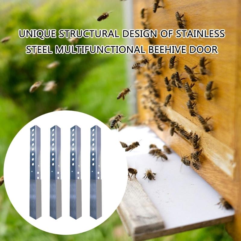 4 Stück Fluglochreduzierer und Mäuseschutz für 8/10 Rähmchen Bienenbeuten für die Imkerei Edelstahl für Winter und ganzjährig