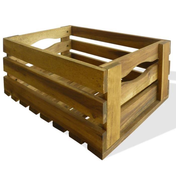 Caisse à pommes - vidaXL - 2 pcs - Bois d'acacia massif - Finition à l'huile légère - Empilable