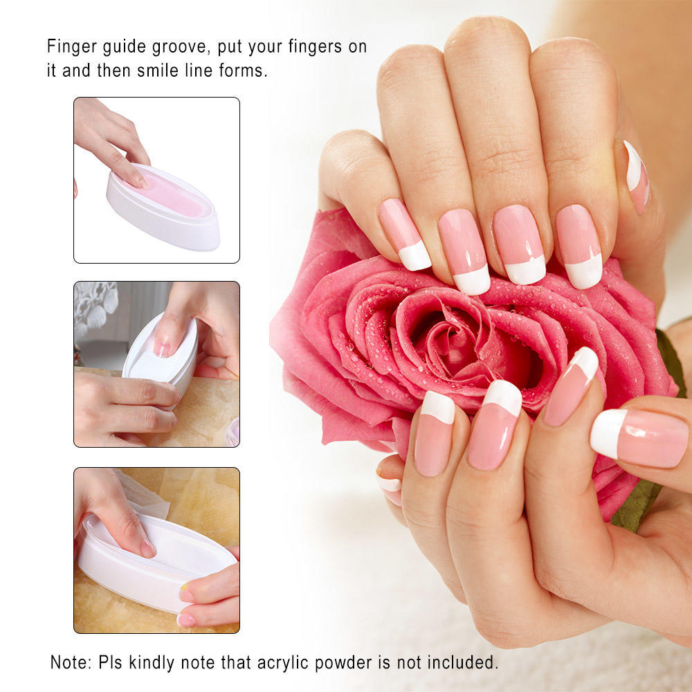 French Nail Dip Container Dipping Powder Tray French Nail Smile Line Molding Mould Finger Guide Nail Tool