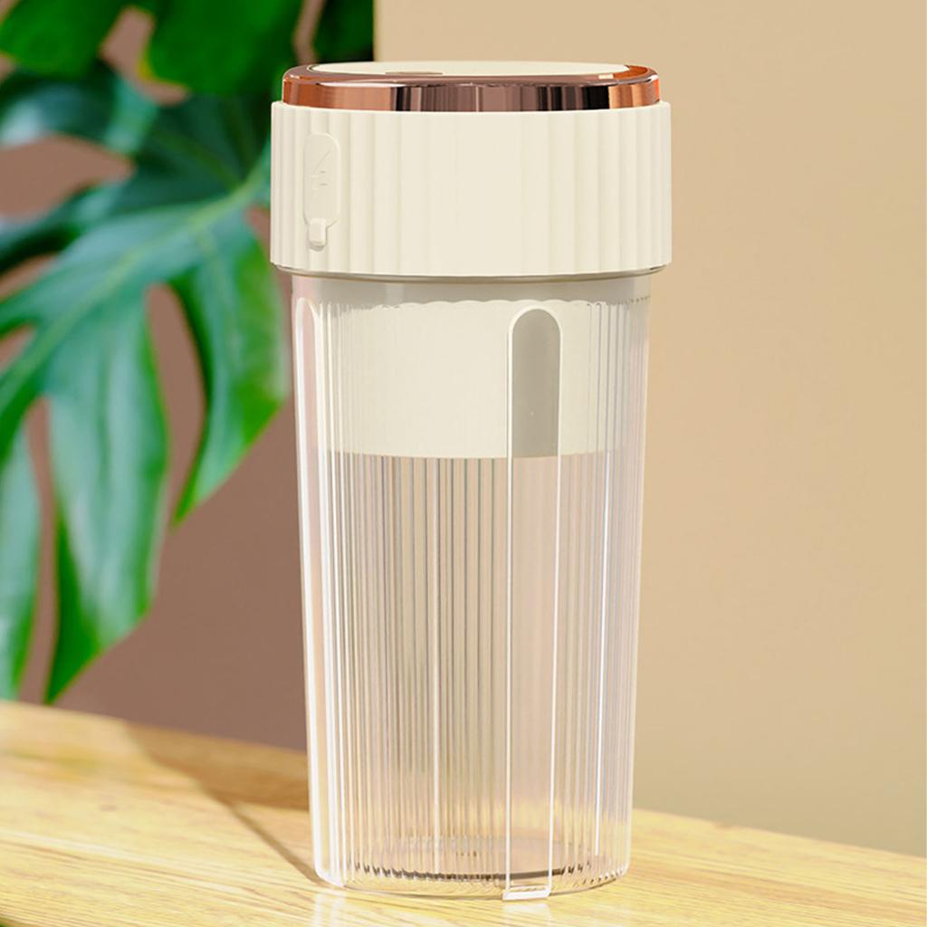 Blender Cup Beige 300ml 1500mAh USB Rechargeable Cordless 22000rpm Smoothie Blender Cup with 3D Blades for Shakes Juices