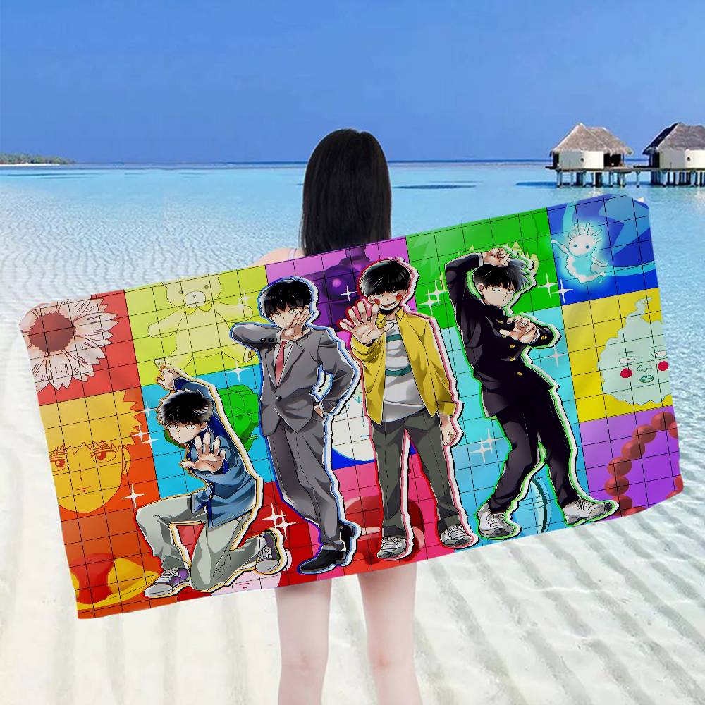 Anime Mob P-Psycho 100 Anime Beach Swimming Towel Soft Absorbent Washcloth Children's Gifts for Kids Travel Camping Gym