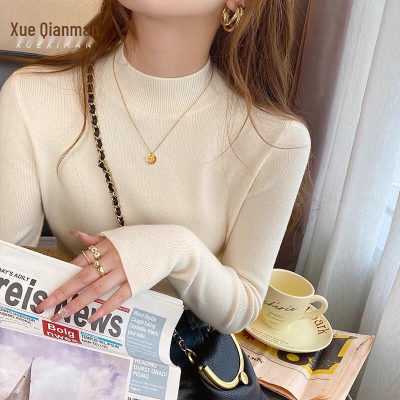 

Xue Qiman Women s Half-High Collar Knitted Base Layer Sweater One Size (fits 85-130 jin)