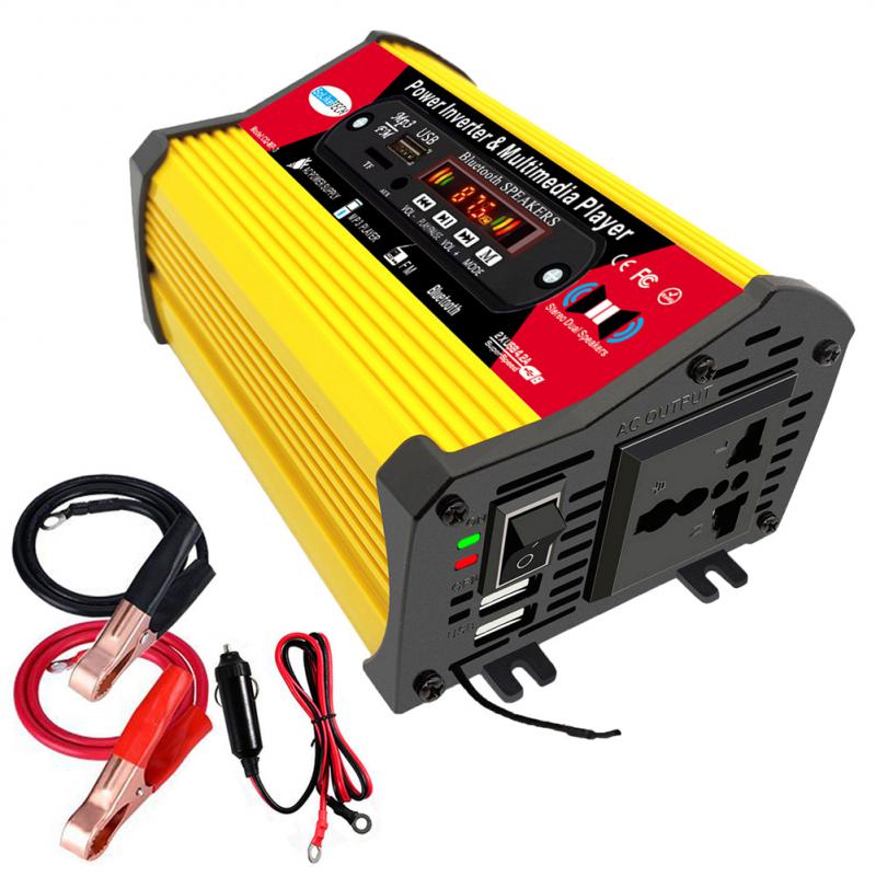4000W Car Power Inverter With Multimedia Player DC 12V To AC 220V Car Converter Power Inverter 2.4A 2-Port USB AC Outlets