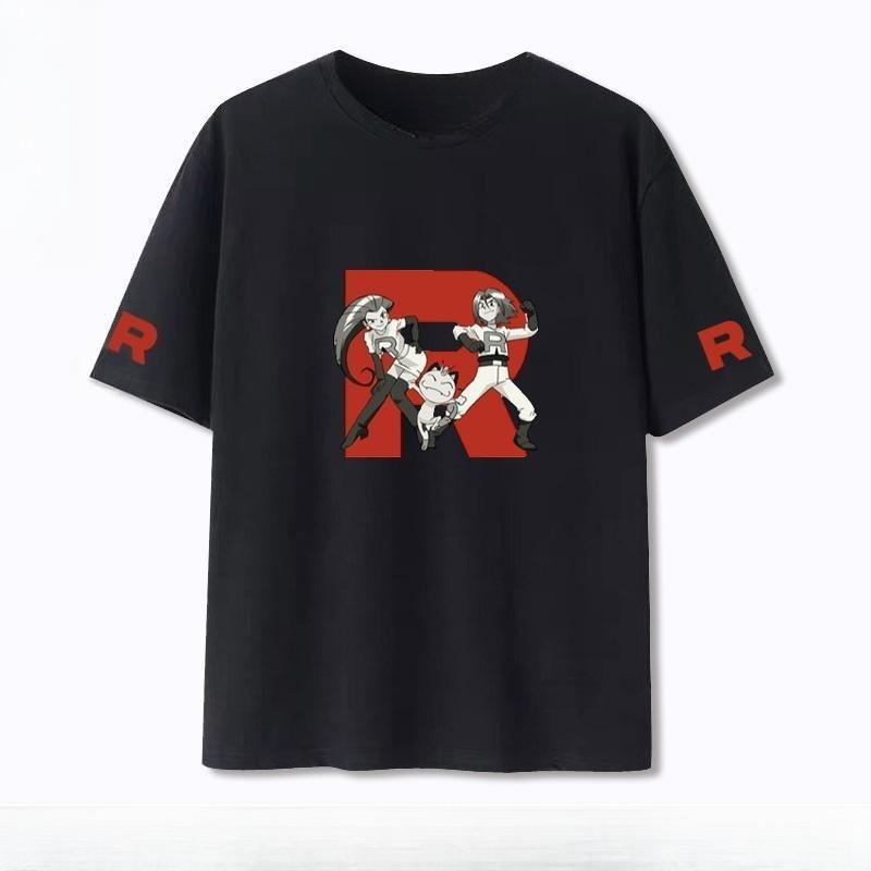 2026 Nowy Pok É Mon Animowany Zespół Rakietowy Kreskówka Nadruk T-shirt 2025 Lato Męski i Damski Duże Rozmiary