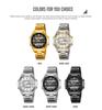 Model 2284 Business Steel Watch Waterproof Belt Double Display Quartz Watch Silver