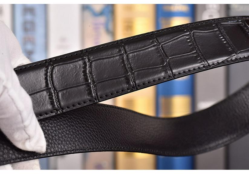 Crocodile Pattern Headless Men's Leather Belt, Perforated Belt Strip, Genuine Top-Layer Cowhide.