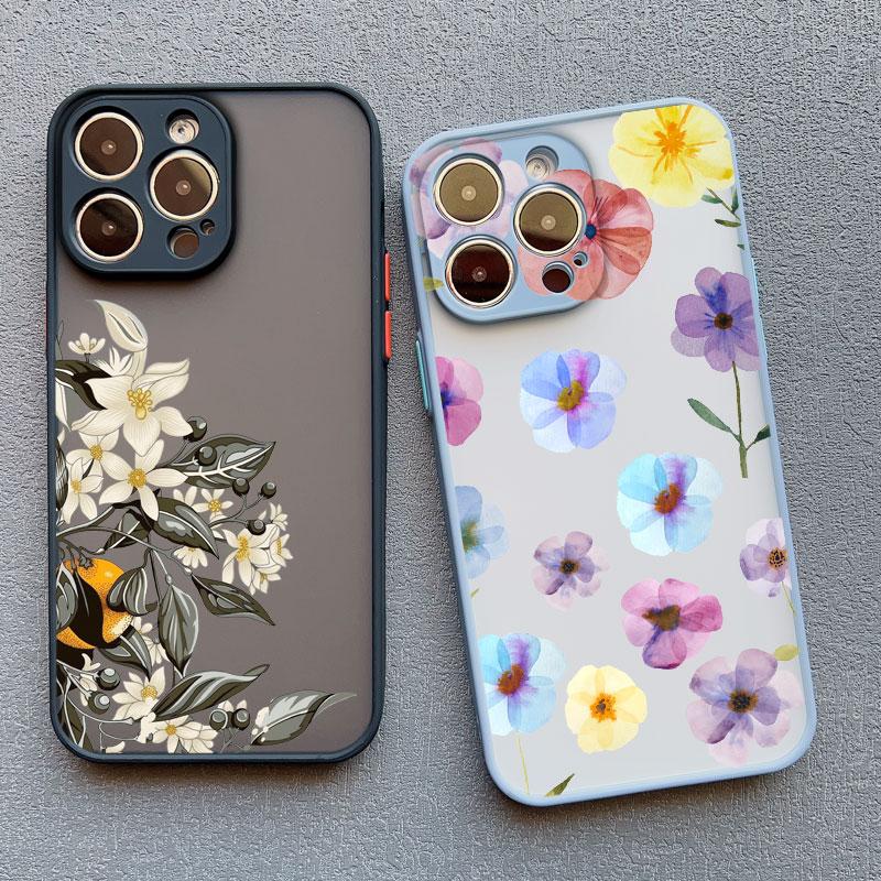 INS Painting Flower Phone Cases For iPhone 11 Case iPhone 17 16 13 12 15 14 Pro Max Mini 14 15 16 Plus XS X XR Shockproof Covers