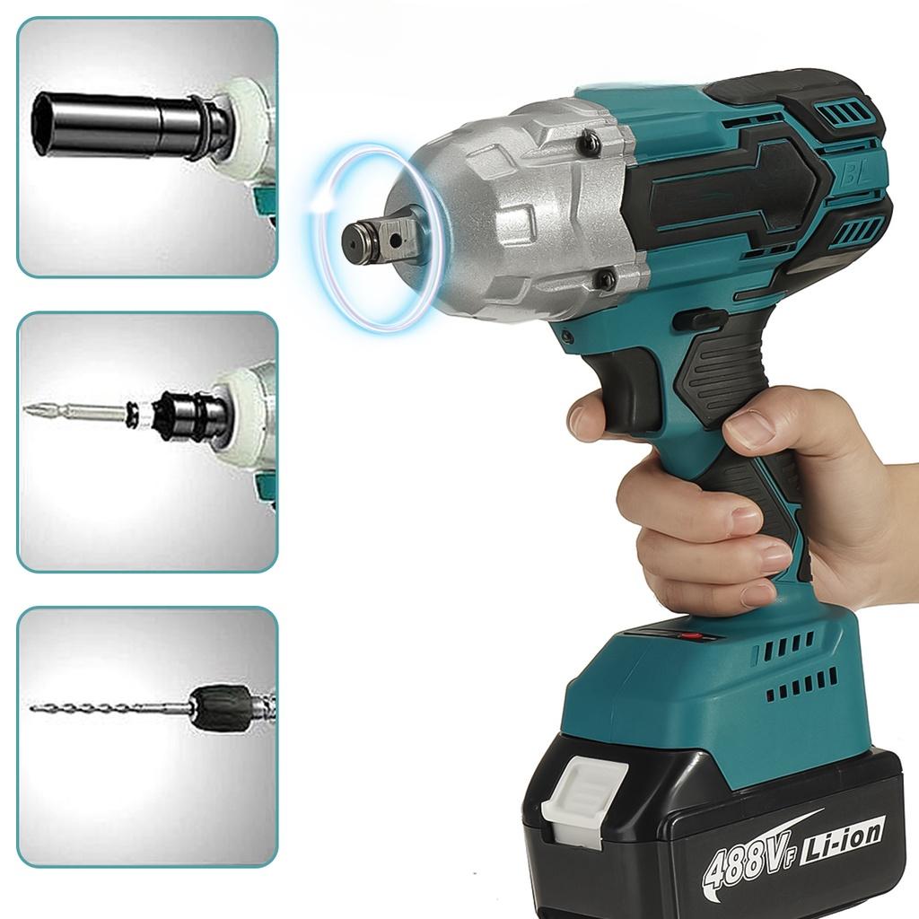 488Vf 1500N.m 1/2 Socket High Torque Brushless Wrench Cordless Electric Impact Wrench Power Tools For 18V Battery