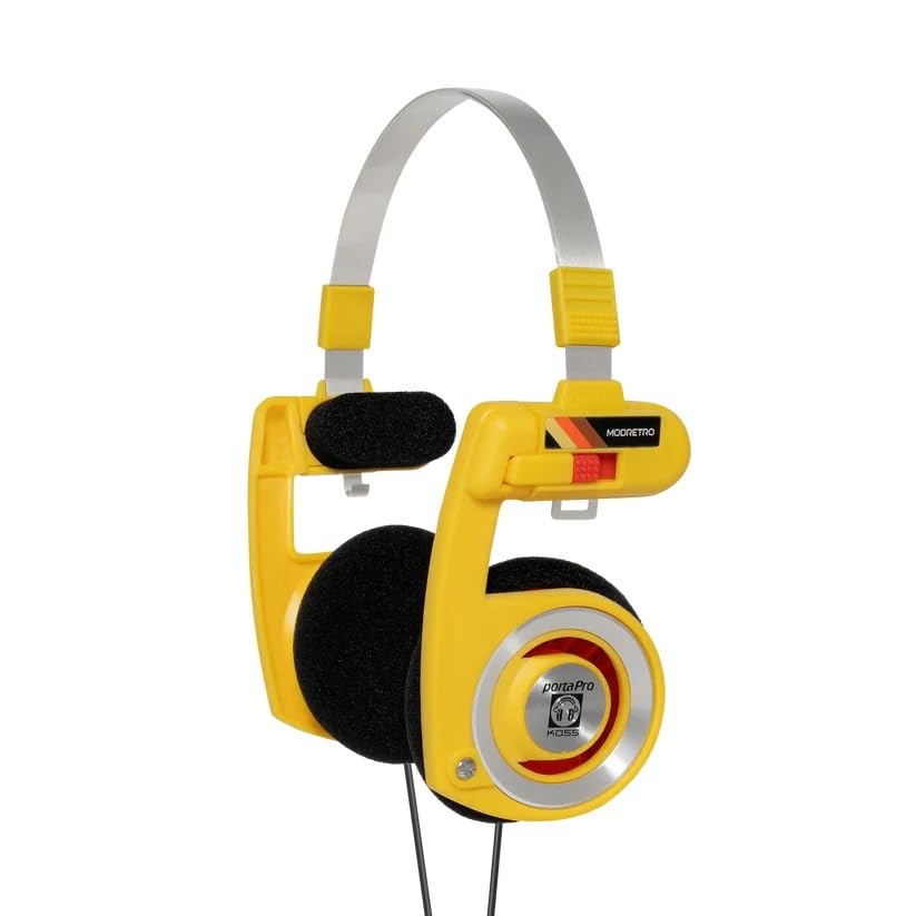 

ModRetro Koss Porta Collaboration Headphones in Yellow and comfortable portable audio headphones with Pro™ – Foldable, lightweight, high-quality