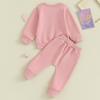 2PCS Baby Girls Fall Outfits Long Sleeve Rainbow Print Sweatshirt + Pants Set Toddler Clothes