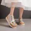 2025 Autumn/Winter Women's Retro Ethnic Embroidered High-Top Ankle Boots, Sporty Linen Cloth Shoes