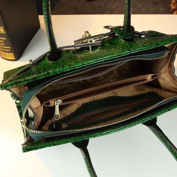 Bag Handbag Atmospheric Platinum Bag Crocodile Pattern Large Bag Middle-Aged Hard Leather Women'S Bag