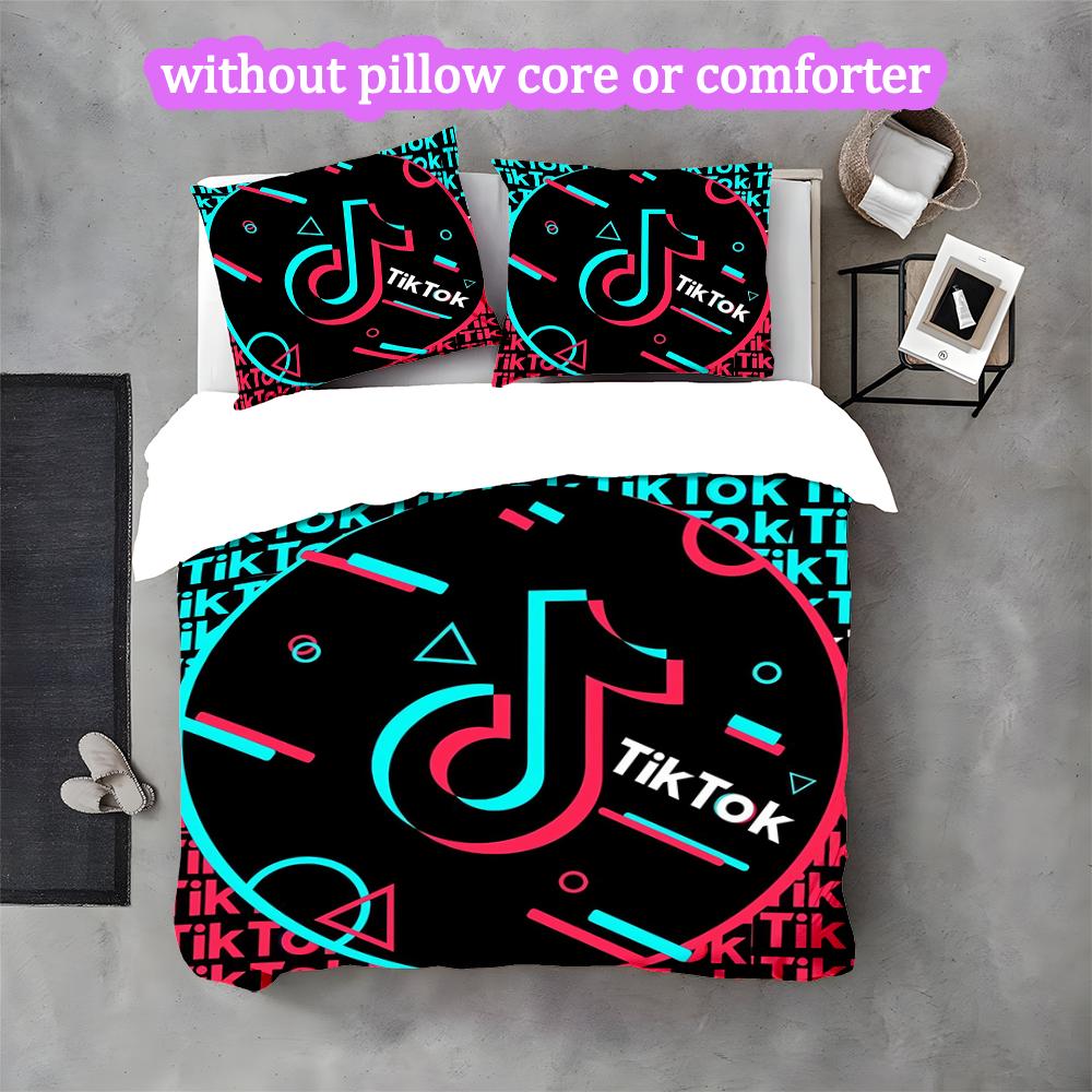 3pcs Duvet Cover Set, Tik Tok Digital Print Bedding Set, Soft Comfortable Bedclothes For Bedroom, Guest Room