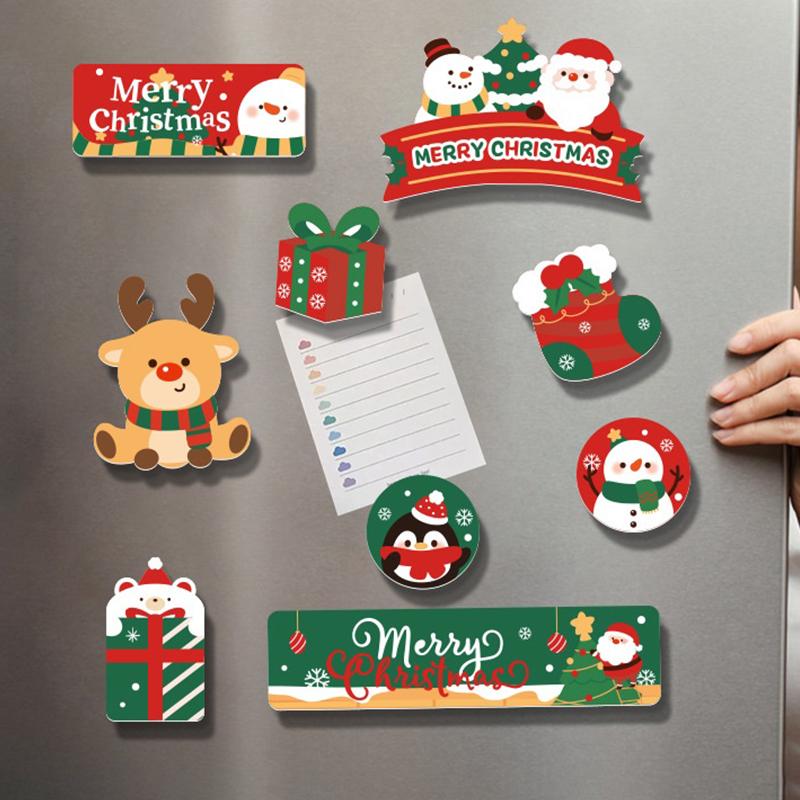 Artistic Christmas Fridge Magnet Collection - DIY Designs of Santa, Snowman and Christmas Tree - Perfect Kitchen Present