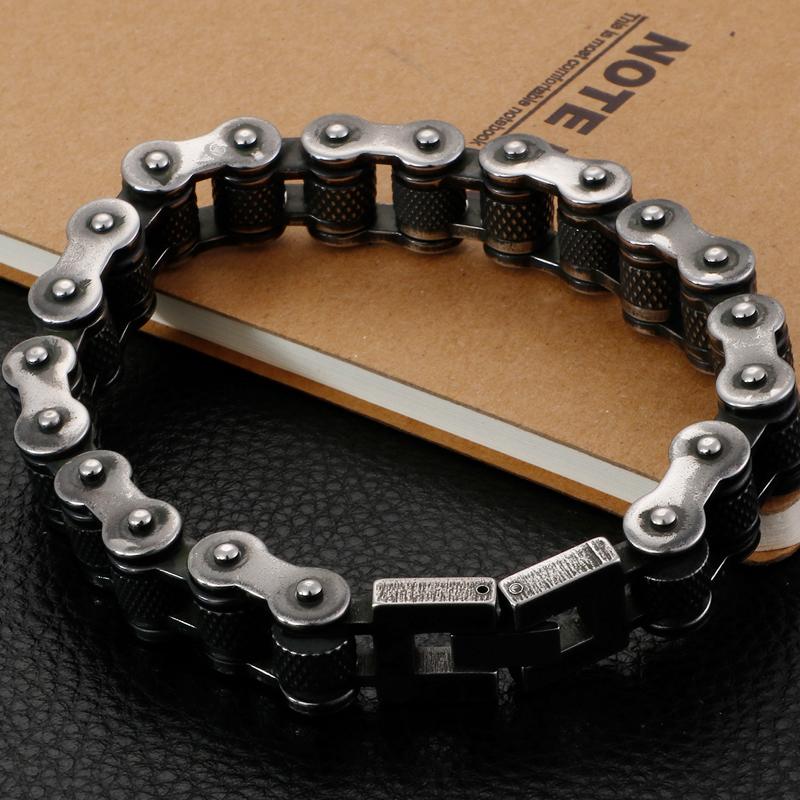 Retro Stainless Steel Motorcycle Chain Men Bracelet 13MM Wide Rock And Roll Men's Bracelets On Hand Male Jewelry Mannen Armband