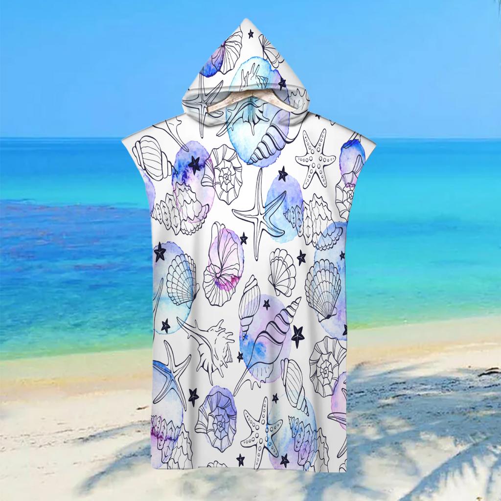 Adult Kids Beach Towel Quick Dry Hooded Cloak Children Women Large Bath Towels Sand Free Poncho Bathrobe For Summer Swim Surf