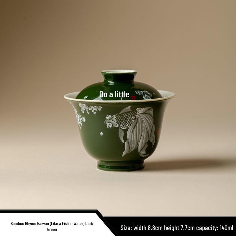 Vibrant Ceramic Gaiwan Tea Set: Two-Piece Kung Fu Tea Bowl for Ladies, Perfect for Fresh, Individual Brewing