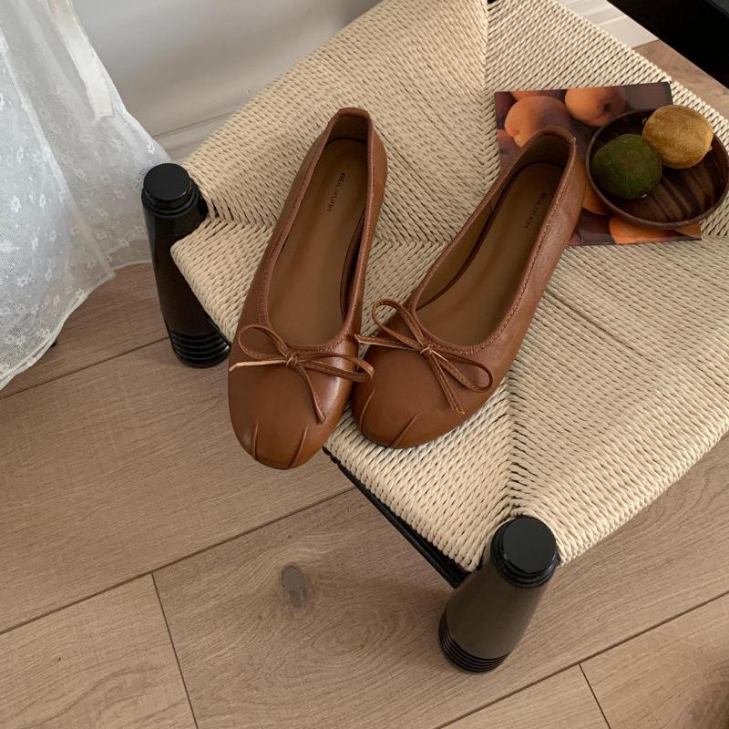 

Черные французские ретро туфли с круглым носком и плоской подошвой, женские, новые весна-осень 2025, универсальные туфли Мэри Джейн на мягкой подошве 39 коричневый