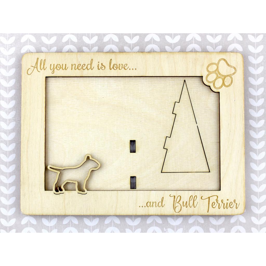 Bull Terrier, Bully – Photo frame, engraved wooden frame | Art-Dog