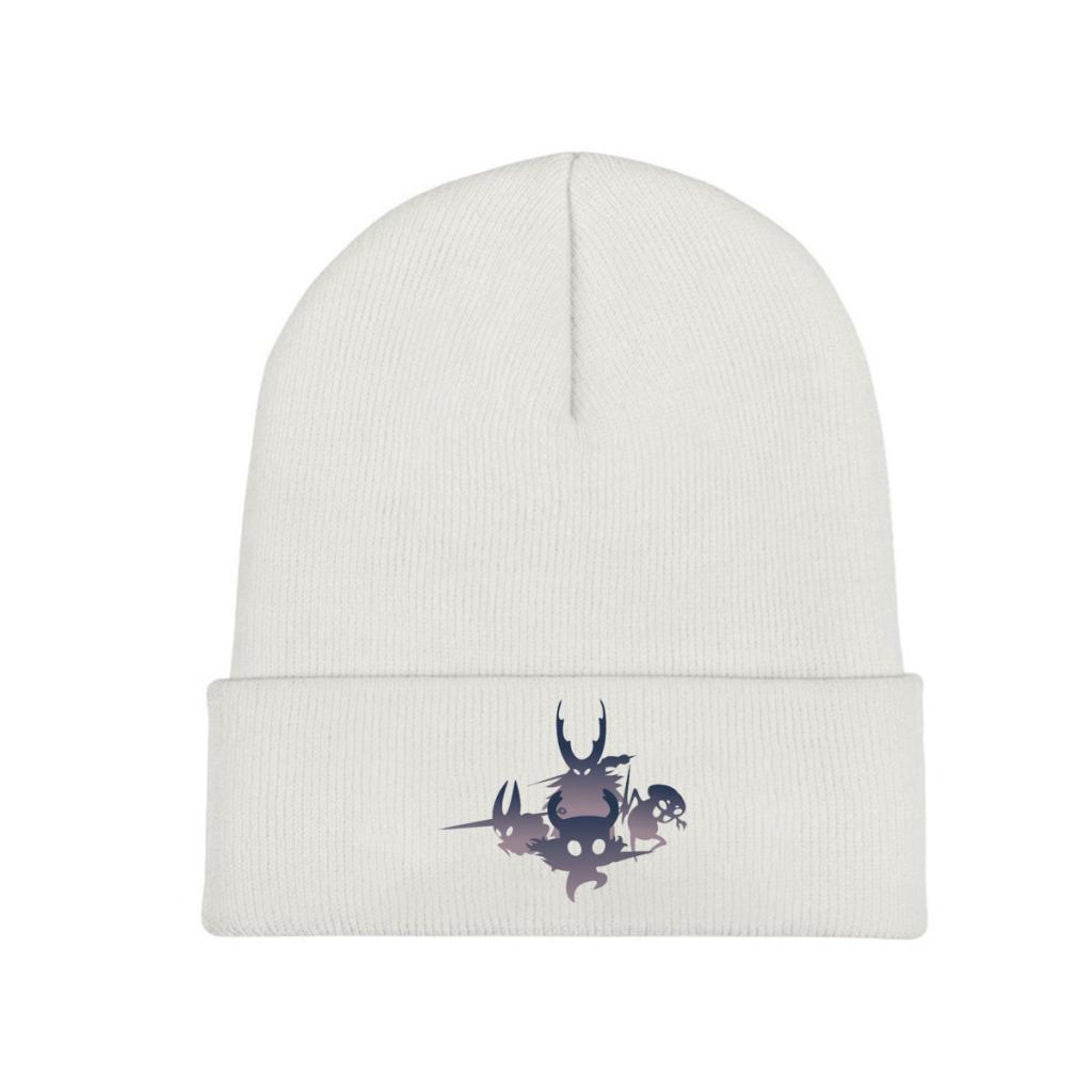 Hollow Knight Farbverlauf Strickmütze Beanie Wintermützen Warm Unisex Mode Totenkopf Videospiel Mützen Unisex Damen Geschenk