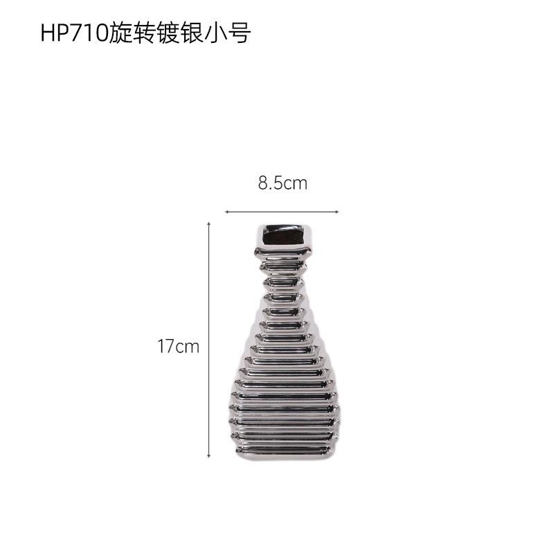 Silber Geometrische Keramikvase Gestreifte Treppe Blumenvase Florale Accessoires Blumentopf Heimdekorationszubehör Vasen