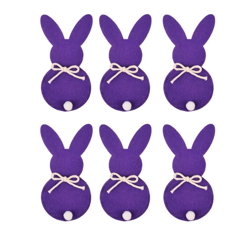 Cutlery Case Lovely Rabbit Cutlery Holder Cutlery Bag for Easter Christmas New Year Decor Non Woven Cloth Resuable 6PCS