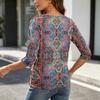 Women's Lightweight Loose Fit Vintage Floral Print Three-Quarter Sleeve Cardigan for Casual Daily Wear