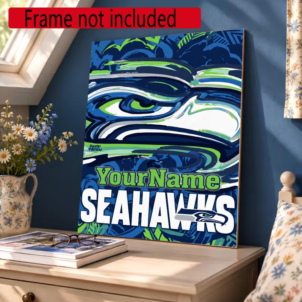 Seattle Seahawks Personalized Name Round Diamond Painting Kit Diamond Embroidery Painting Rhinestones Mosaic Frameless Handwork Decoration Arts