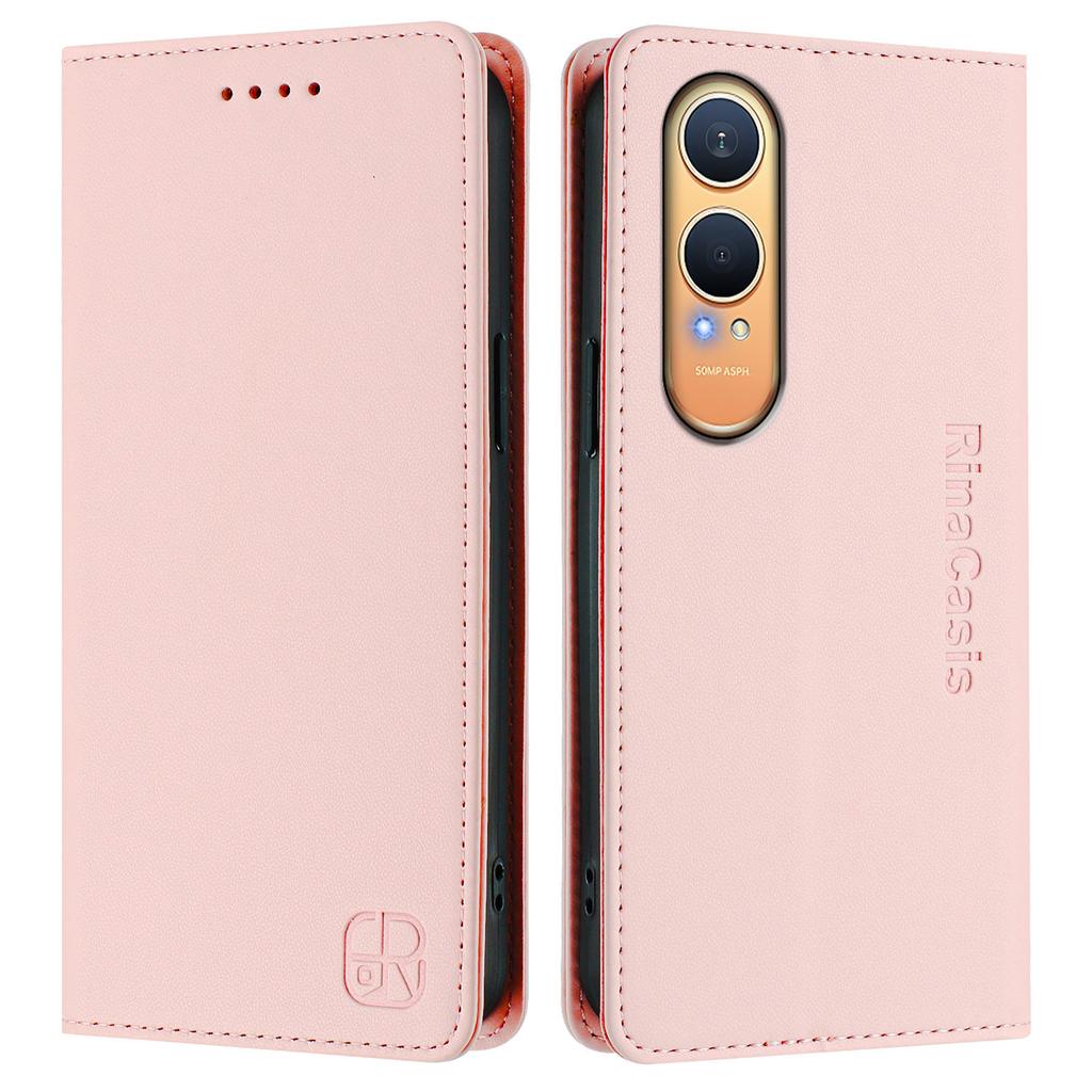 For Oppo K12x 5G (China)/OnePlus Nord CE4 Lite 5G Leather Case RINACASIS RC01 Phone Cover with RFID Blocking Wallet Stand