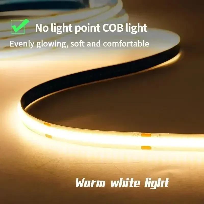 USB 5V COB LED Strip Light Touch Sensor Switch Dimmable Diode Lights For Home Holiday Christmas Lights Home Room Party Decor