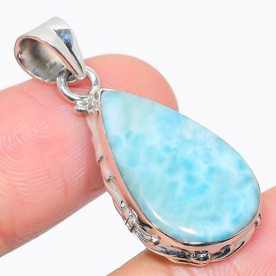 Přírodní Republic Larimar Drahokam 925 Pevné Sterlingové Stříbro Přívěsek 1,50'' I5C70