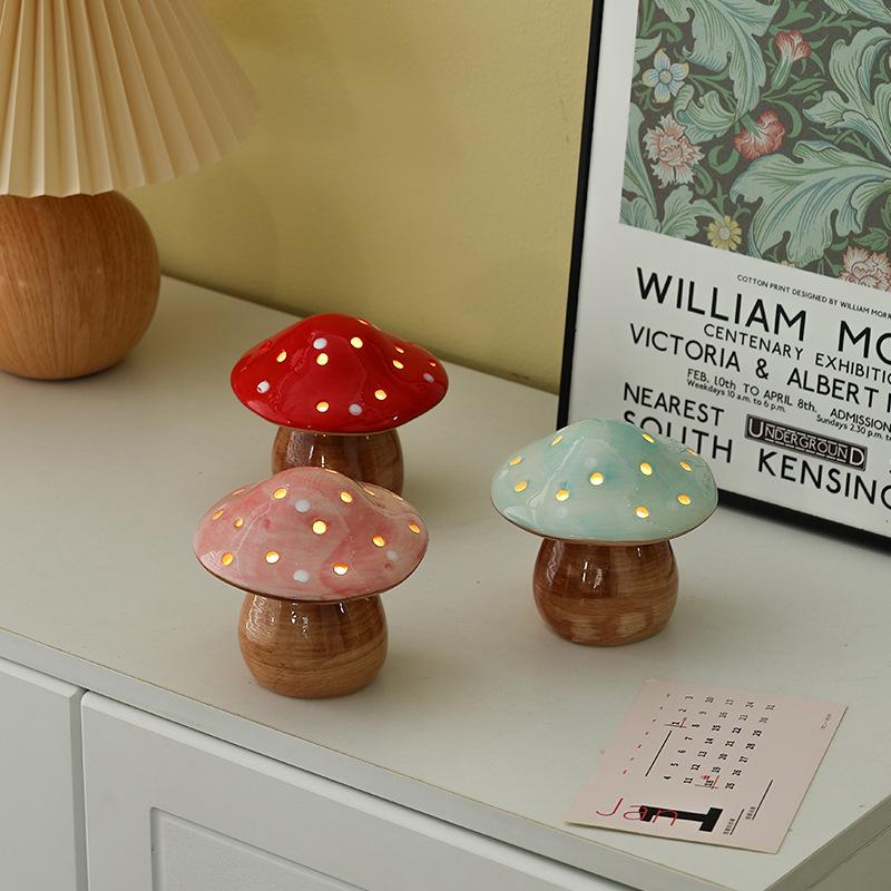 Glowing Mushroom Night Light Creative Ceramic Decor for Bedroom Birthday Gift