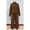 Women's 2 Piece Casual Tracksuit Half Zip Sweatshirt And Elastic Waist Wide Leg Pants Loungewear Set