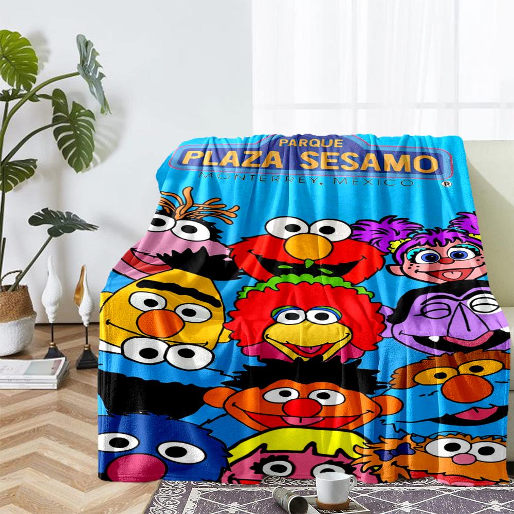 Sesame Street Theme Printed Blanket - Perfect for Couch, Bed, Travel & Outdoor Use | Machine Washable, Cozy & Durable.
