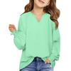 Girls' Long Sleeve Tee - Solid Color Loose Fit Casual Top
