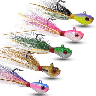 20 Stück Bucktail Jig Salzwasserköder Bucktail Haar Jigs Kopf Angelköder Köder für Barsch Forelle Zander Brandungsangeln