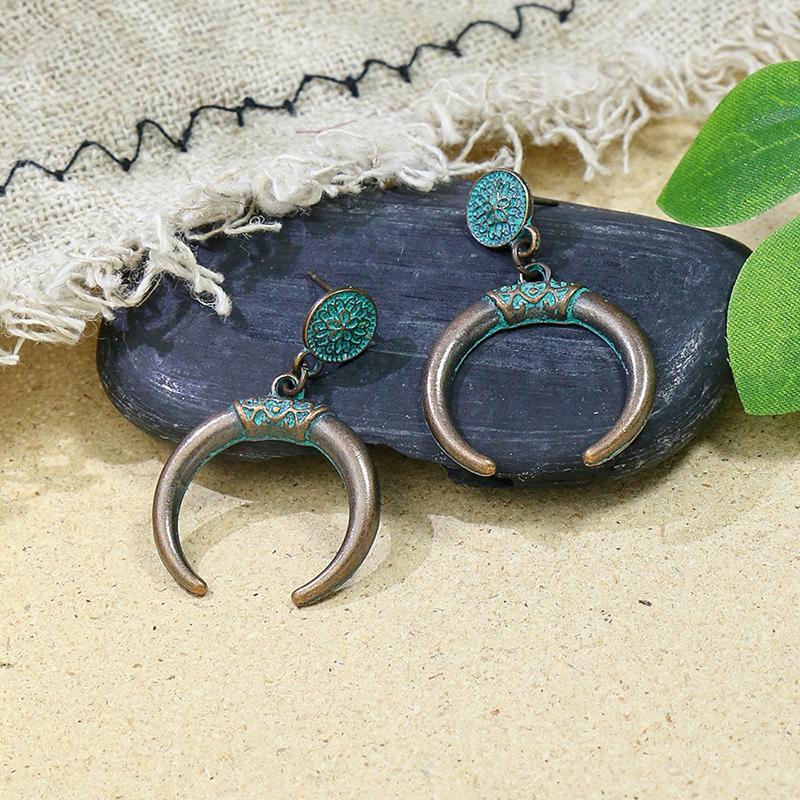 Vintage Boho Blue Stone Beaded Drop Earrings For Women Tassel Ethnic Geometric Flower Leaf Long Dangle Earrings Trendy Zircon