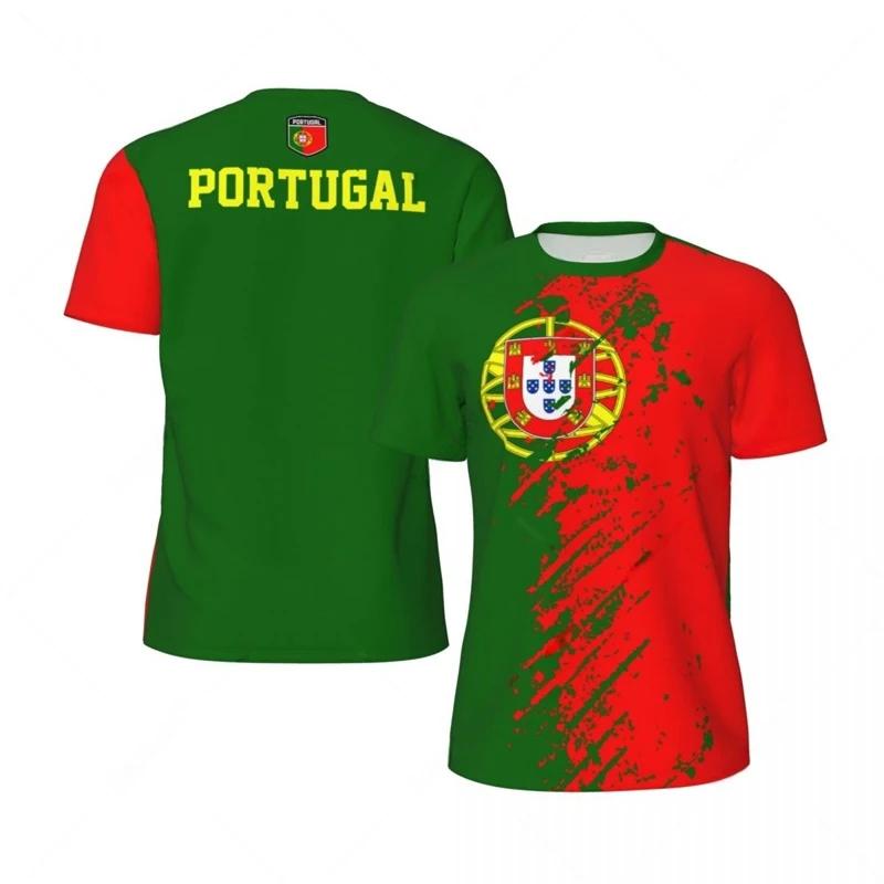 PORTUGALIJOS Vėliava 3D Spausdinimo Sportinė Greitai Džiūstanti Kvėpuojanti Vyriška Moteriška Marškinėliai Lauko Futbolo Džersis Komandos Klubo Trumpomis Rankovėmis Viršutinė Apranga