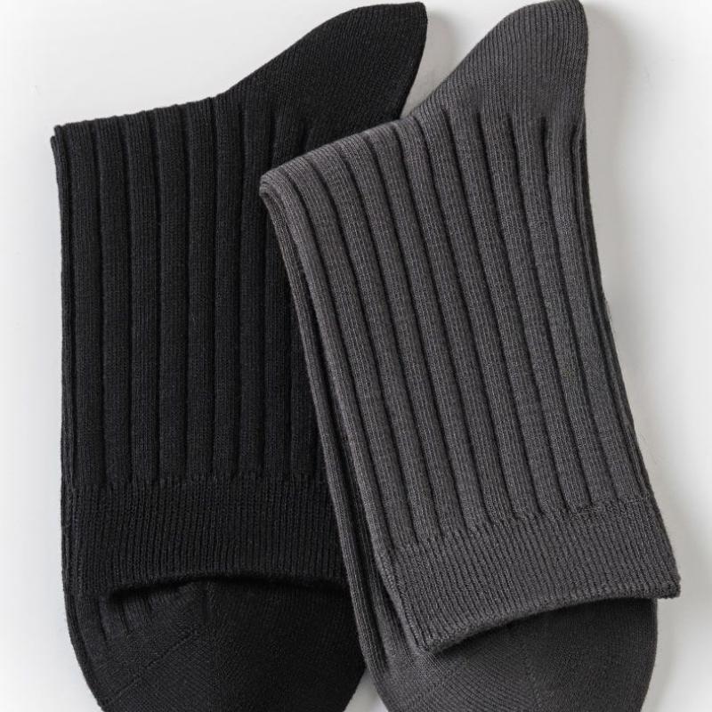 36-46 Plus høykvalitets bomullssokker for menn, middels vertikal stripe, pustende sportssokker