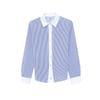 Women's White Striped Shirt Korean Version Spring and Autumn Shirt Professional Shirt Top for Women