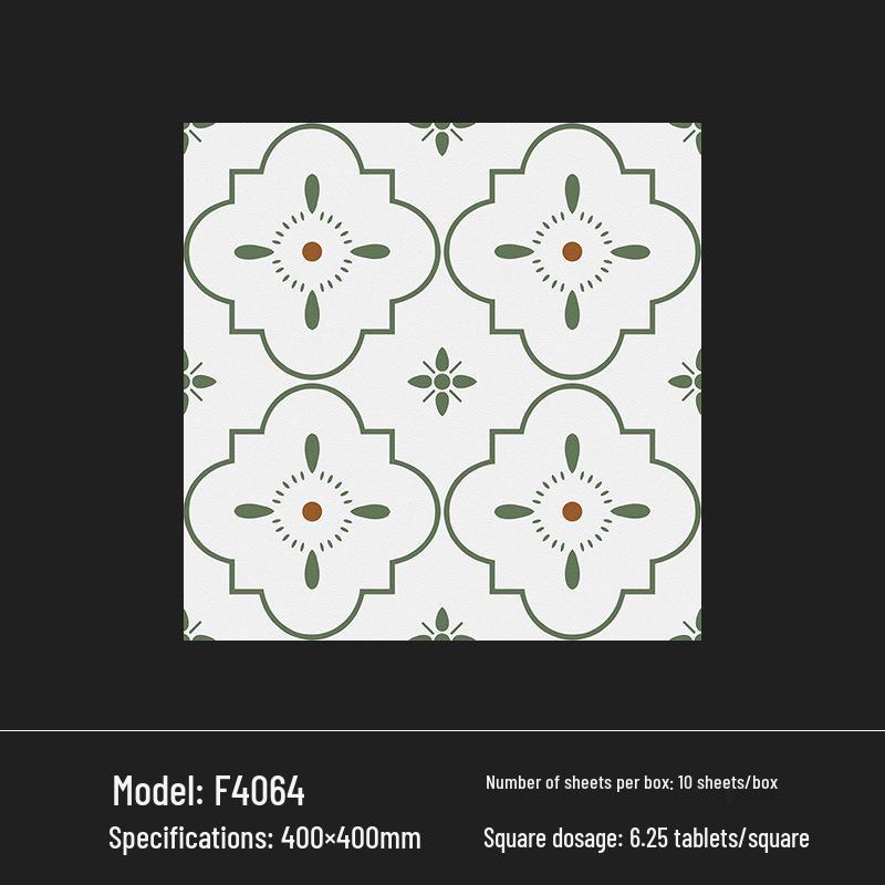 400x400 Zelená francouzská retro dlaždice s malým květinovým vzorem pro kuchyň, koupelnu, balkon a podlahu