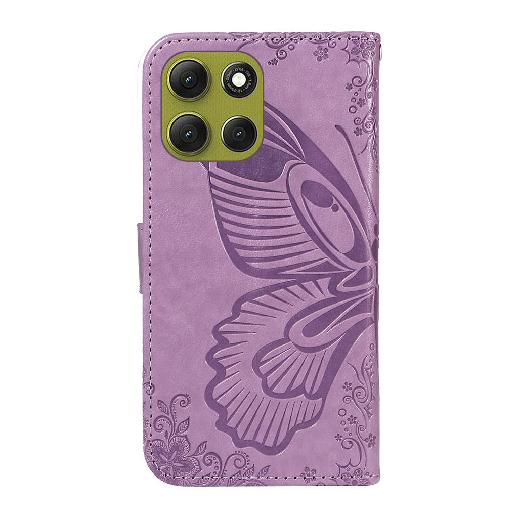 For Motorola Moto G86 5G/G86 Power 5G Case Butterfly Pattern PU Leather Folio Flip Phone Cover -  Light Purple