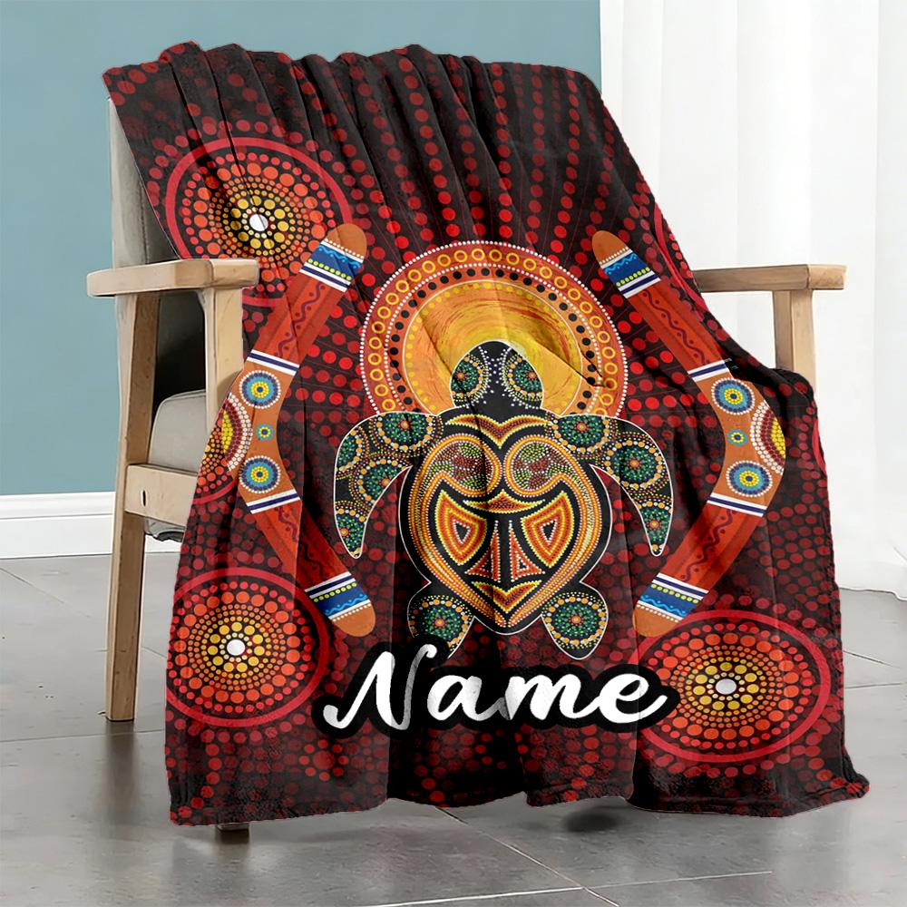 Turtle Personalized Text Blanket Throw Personalized Blanket Ultra-Soft for Couch Bedding Chair Livingroom Four Seasons Universal