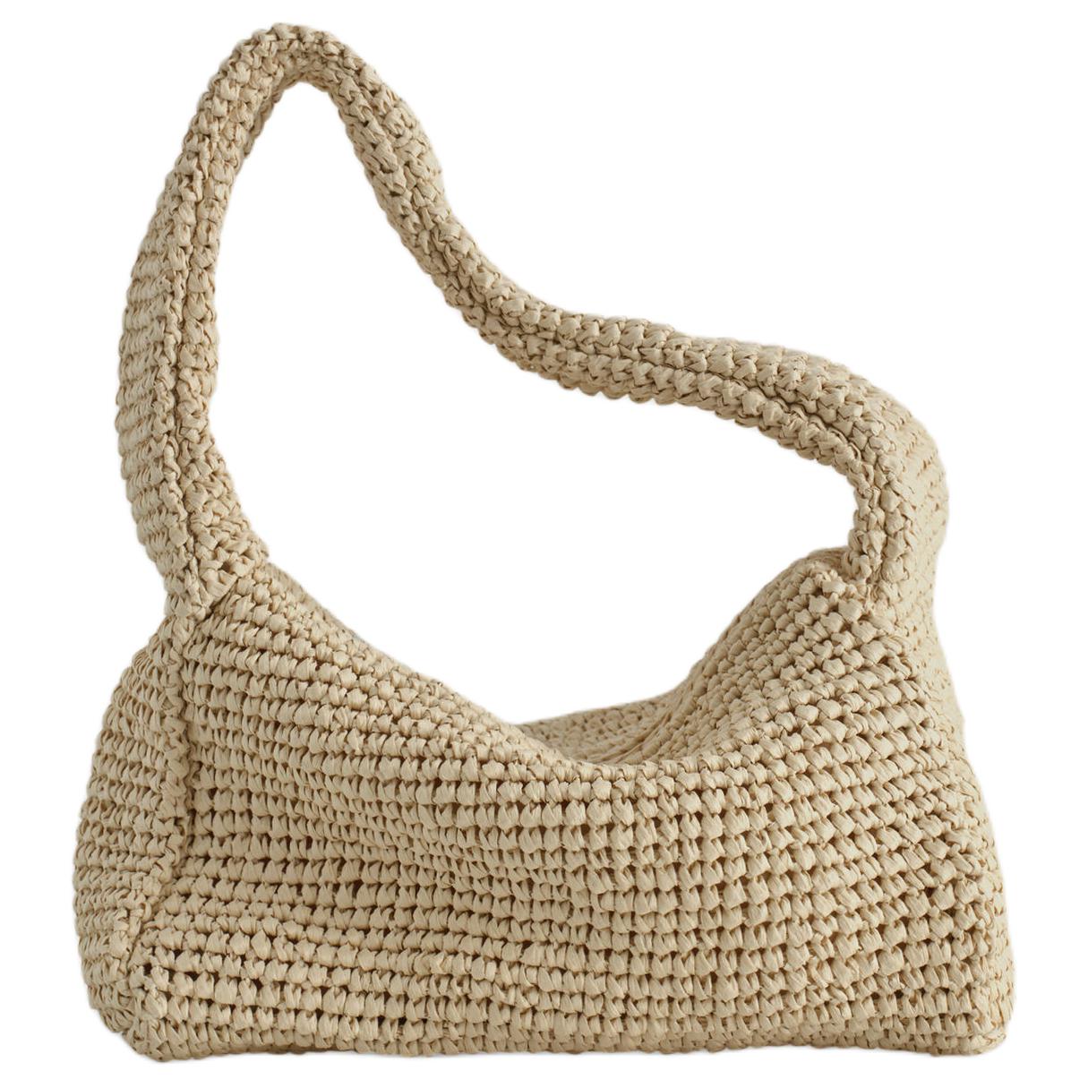 COS Mini Woven Texture Straw Tote Bag Women bags Beige 1272854001 Beige