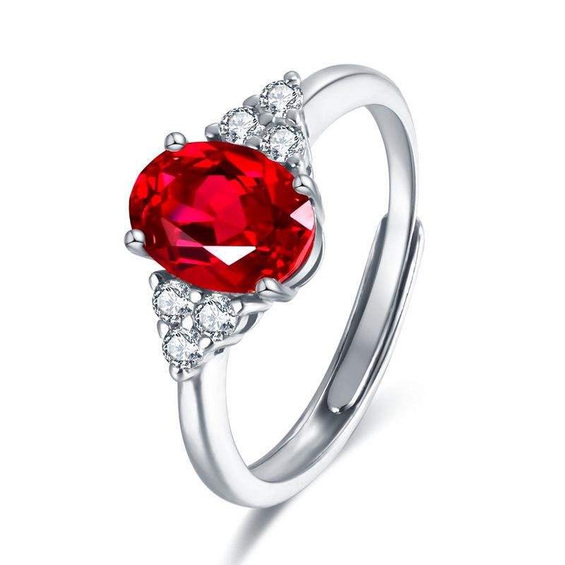 Classic Princess Goose Egg Ring With Sapphire Emerald Open Ring Female