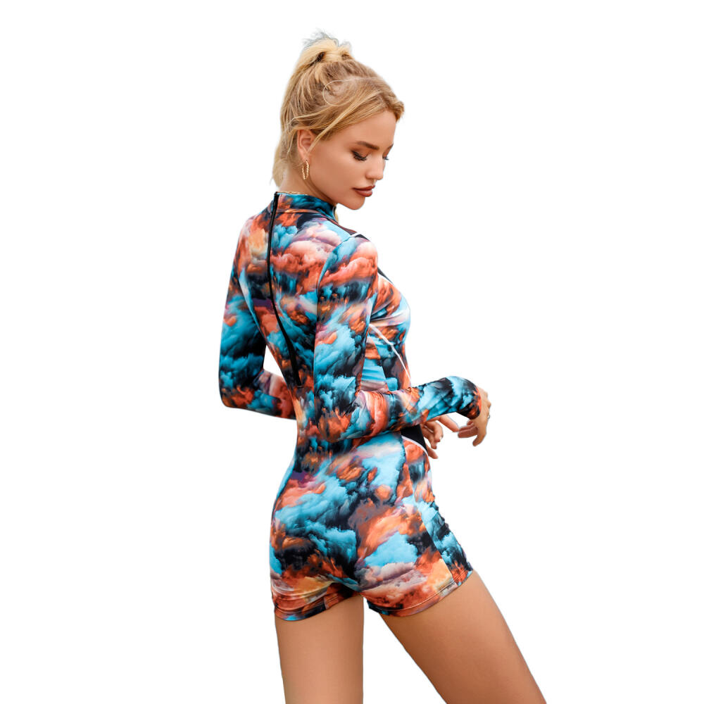 one-piece long-sleeved surfing suit sunscreen women's bathing suit diving suit sexy fashion swimsuit