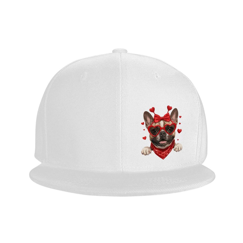French Bulldog Valentine Love Dog Baseball Cap Adjustable Snapback Hat for Adults